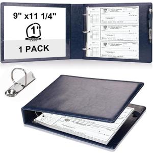 9" x11 1/4" PU Leather 3 Rings Personal Checks Binder for End-Stub Deskbook 3-Ring Binders for Desk Check fit 3 & 9 Holes Checkbook Binder Cover for Business Finances (Not Fit 7 Holes,Navy Blue)