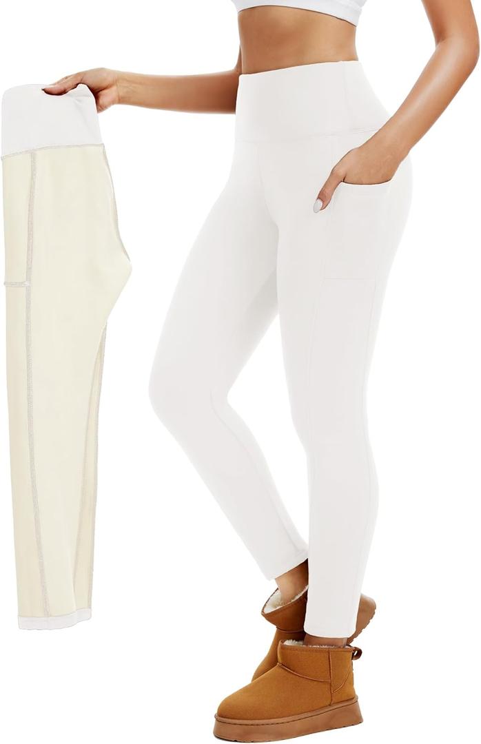 Thermal Thick Fleece Lined Leggings -High Waisted Warm Winter Yoga Pants for Women Running Workout Leggings, Size S