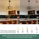 Black Chandelier, 3-Light Farmhouse Rectangular Ceiling Lighting Fixtures, 16" Faux-Wood Metal Pendant Light Height Adjustable for Foyer, Entryway, Kitchen, Dining Room, 16.1 inches