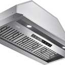VIKIO HOME Range Hood Insert 36Inch,Built-in Kitchen Hood with 980 CFM, Ducted/Ductless Convertible Duct,Stainless Steel Kitchen Vent Hood/Gesture/Touch Control, 2 Pcs Baffle Filters with Handlebar