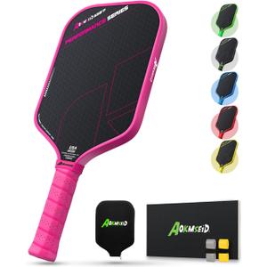 AKS Performance Series Pickleball Paddles - Toray T700 Raw Carbon Fiber Pickleball Paddle with Physical Friction Surface, 16mm Powerful Polymer Core, Good Control & Spin Shots, USAPA Approved (Pink)