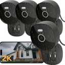 2K Security Camera Wired, Outdoor/Indoor for Home, Pet, Baby, Nanny, IP65 Waterproof Color Night Vision, White Light & Siren, Recording, Motion Detection, Compatible with Alexa,Black-4P