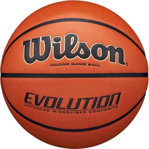 WILSON Evolution Indoor Game Basketballs - Size 5, Size 6 and Size 7 (Size 6 - 28.5", Brown - Game Ball)