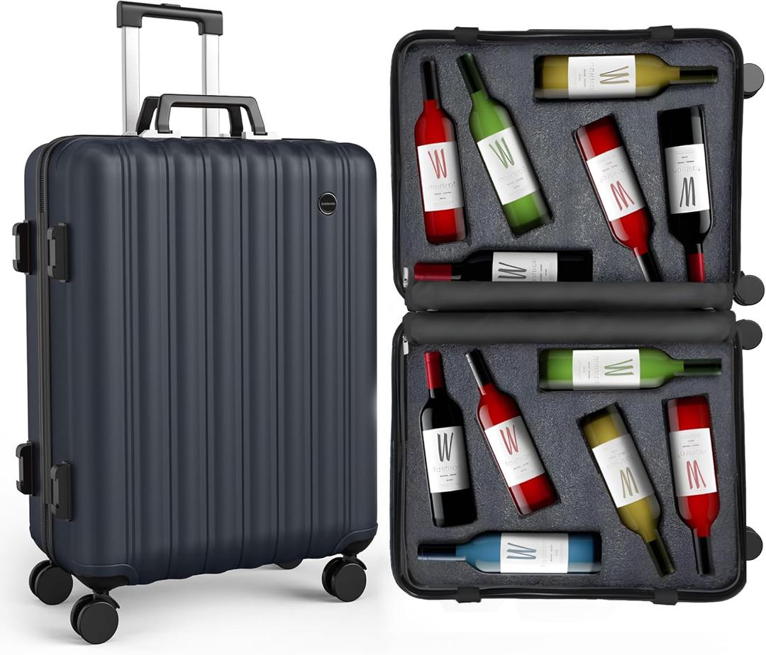 boldworks Wine Suitcase for Airplanes 12 Bottle Wine Luggage for Airplane Travel with TSA Approved Lock and Removable Insert to Carry Liquor Black Color Case