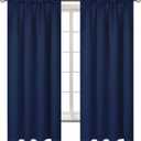 BGment Rod Pocket 63 Inch Long Blackout Curtains for Bedroom - Navy Blue Room Darkening Drapes for Living Room Thermal Insulated Black Out Shading Blinds, 42 x 63 Inch, 2 Panels