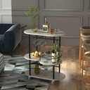 Light Gray Bar Carts with 4-Tier Storage Shelves, Mobile Bar Serving Cart with Rack and Glass Holder, for The Home, Kitchen, Living Room, Dining Room