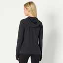 Amazon Essentials Women's Athletic Soft Performance Lightweight Zip Up Workout Hoodie Jacket, Space Dye Black, Large