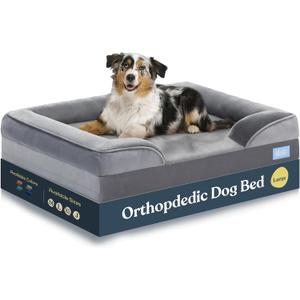 Orthopedic Sofa Dog Bed - Ultra Comfortable Dog Beds for Large Dogs - Breathable & Waterproof Pet Bed- Egg Foam Sofa Bed with Extra Head and Neck Support - Removable Washable Cover & Nonslip Bottom.