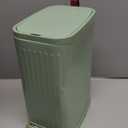 Slim Trash Can for Bathroom with Air Freshener Soft Close Lid, 6 Liter/ 1.6 Gallon Stainless Steel Garbage Can with Removable Inner Bucket,Step Pedal, Small Wastebasket for Bedroom, Kitchen (GREEN)