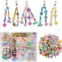 SUIMZESTI 521Pcs Colorful Bead Keychain Making Kit for Women, Acrylic Bag Charm Making Kit, Beads for Key Chain Bracelet Jewerly Making Kit