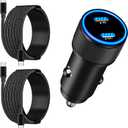 [Apple MFi Certified] iPhone 17 Car Charger, Linocell 90W USB C Car Charger Dual PD Power Cigarette Lighter Adapter with 2Pack Type C Braided Cable for iPhone 17/17 Pro Max/16/15/Galaxy S26/S25/Pixel