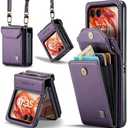 ASAPDOS Crossbody Case Compatible with Motorola Razr 2024/2025(Not Fit Moto Razr Plus or Ultra),Retro PU Leather Strap Wristlet Flip Case with Magnetic Closure and Card Holder for Purple