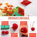Skylety 50 Pieces Fake Cherries Artificial Cherry Fruit Decorations Simulation Cherry Party Decorations for Cake Decor Home Kitchen Cabinet Photography Prop Cognitive Party Favors (Red)