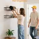 Hat Rack for Wall, 2 Pack Large Hat Organizer with More Hooks, Holds 56 Caps, Metal Wall Mounted Hat Holder for Baseball Caps, Closet Bedroom Kitchen Bathroom, Black