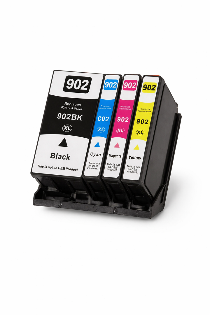 902XL Ink Cartridges Combo Pack 4-Pack (Black/Cyan/Magenta/Yellow) Replacement for HP 902XL 902 OfficeJet Pro 6960 6968 6970 6971 6976 Printers
