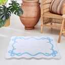 SHIYUE Scalloped Bow Bathroom Mat, Coquette Cute Non Slip Rug Aesthetic Preppy Microfiber Room Decor, Soft Bathtub Decoration(18"26" Sky Blue)