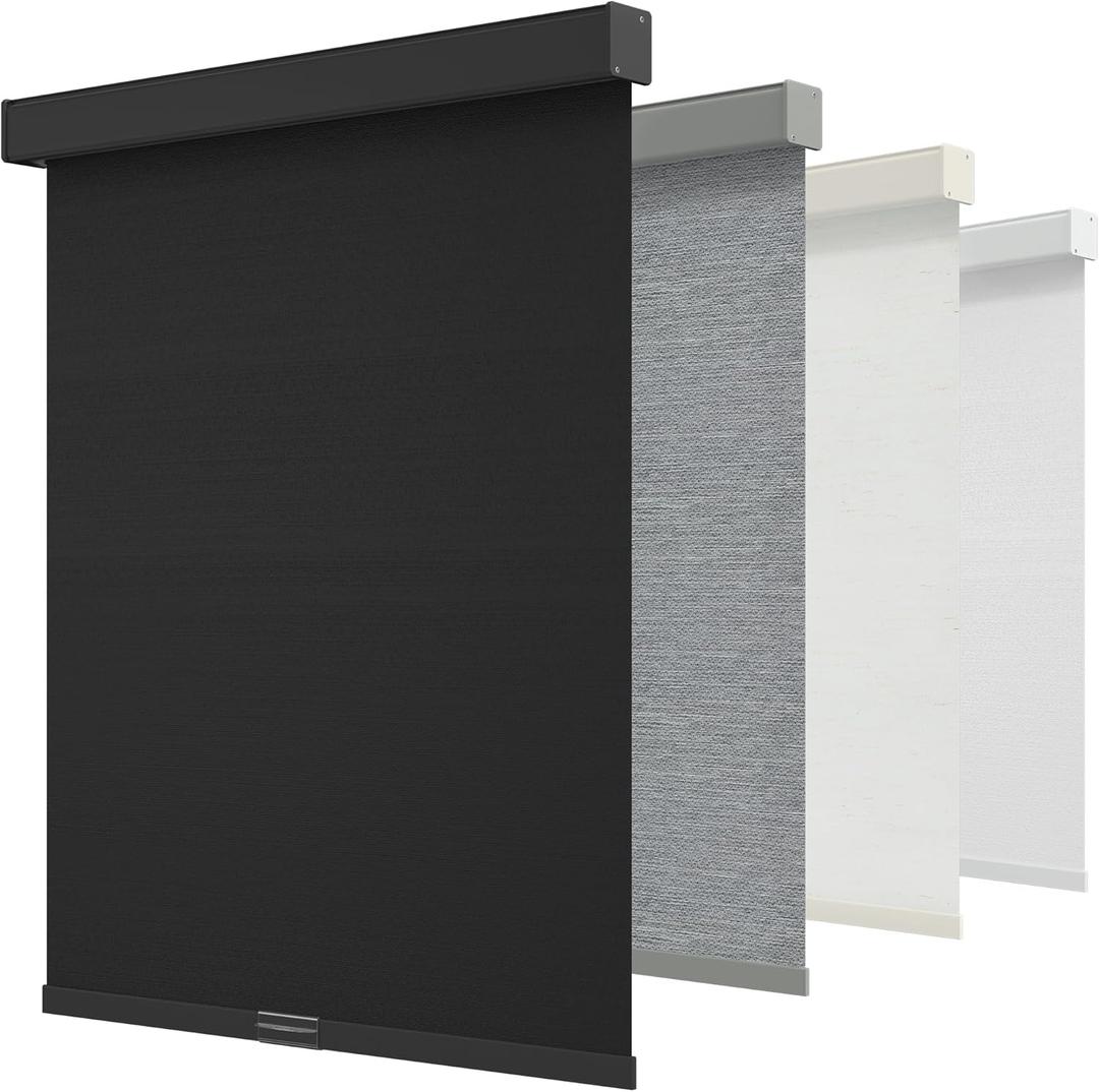 GENIMO Cordless Blackout Roller Shades, 39" W X 72" H, Textured Black
