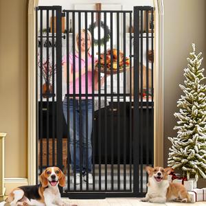 71 Inch Extra Tall Pet Gate for Cats, 29.5-43" Adjustable Wide Dog Gates, Pressure Mounted Walk Through Tall Cat Gate for Doorways,Hallway,Stairs,HouseBlack