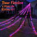 Spider Webs Halloween Decorations Outdoor 290 LED Halloween Spider Web Lights Decoration with 78.7" Large Spider & 3.53 oz Stretch Cobweb 23 Ft Giant Lighted Web with 8 Modes (Purple & Orange)