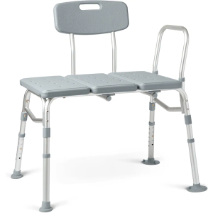 Medline Transfer Bench for Bathtubs and Showers, Adjustable Shower Bench and Bath Seat for Seniors and Adults, Slip-Resistant Feet, Heavy-Duty 400 lb. Weight Capacity, Tool-Free Assembly