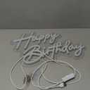 Happy Birthday Neon Sign for Wall Decor, Warm White LED Neon Light Signs, Art Decoration Happy Birthday Neon Light Sign for All Birthday Party Decoration with 2 Pcs Pasters (1712 Inch)