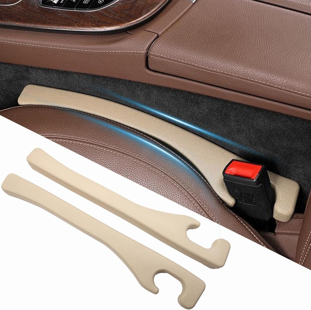 Car Seat Gap Filler Set of 2,Seat Gap Organizer, No Drop Seat Guard,Car Seat Accessories,Drop seat Gap fillers Between Seat and Console Stop Things from Dropping (Beige)