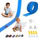Portable DIY 16ft Flexible Race Track with Roll-Up Storage Compatible with 1/64 Diecast Cars Ages 3+Includes 6 Racing Cars