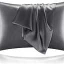 BEDELITE Satin Pillowcase for Hair and Skin, Super Soft and Cooling Similar to Silk Pillow Cases 2 Pack with Envelope Closure, Gift for Women Men(20"x30" Queen Size, Dark Grey)
