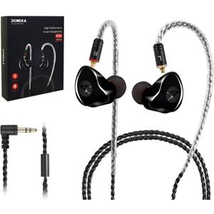 in Ear Monitor Headphones, HiFi Stereo IEM Earphones, Dynamic Dual Driver Wired Earbuds with Detachable Cable, Noise Canceling Headset for Singers Musicians Drummers Audiophile (Black)