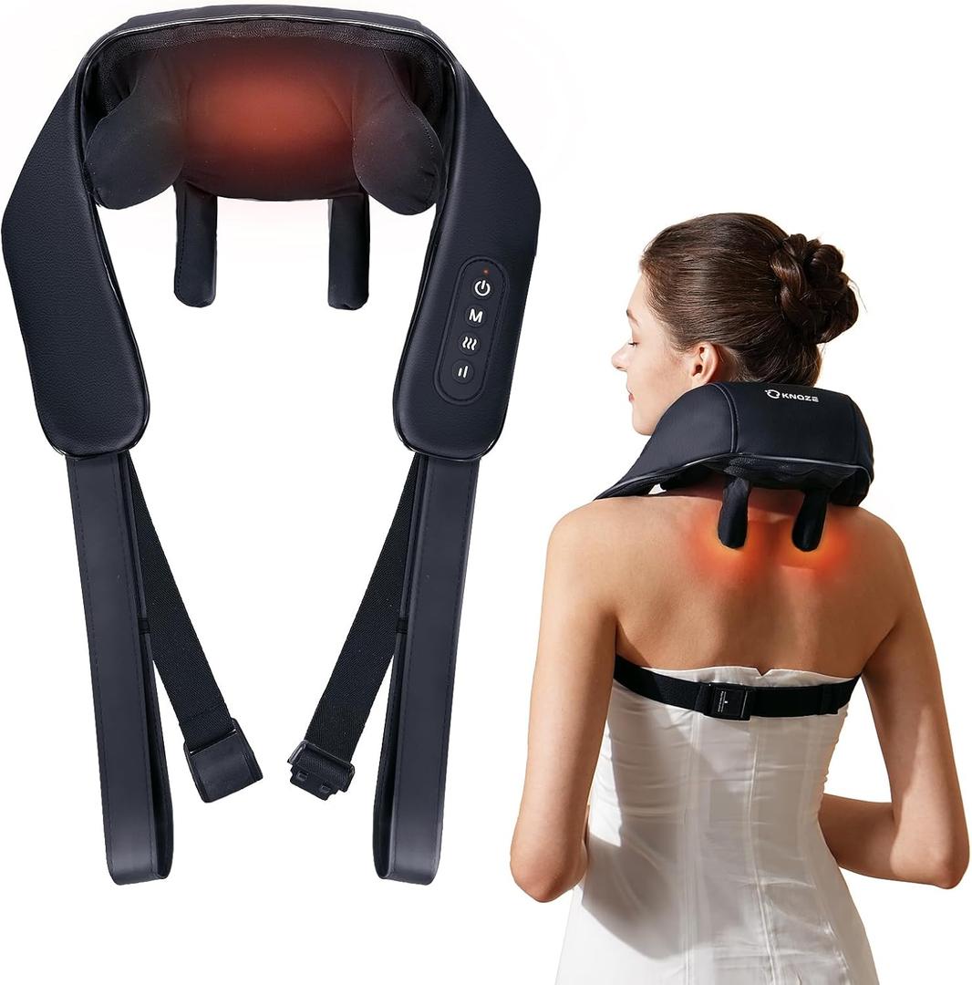 Neck Massager with Heat, Deep Tissue 4D Expert Kneading Massager, Shiatsu Neck and Shoulder Massage Pillow for Trapezius, Back and Leg Pain Relief, FSA/HSA Eligible, Gifts for Mom Dad