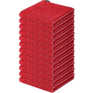 Homaxy 100% Cotton Terry Kitchen Dish Cloths, Ultra Soft and Absorbent Dish Towels for Kitchen, Suitable for Drying and Washing Dishes, 12 Pack, 12 x 12 Inches, Red