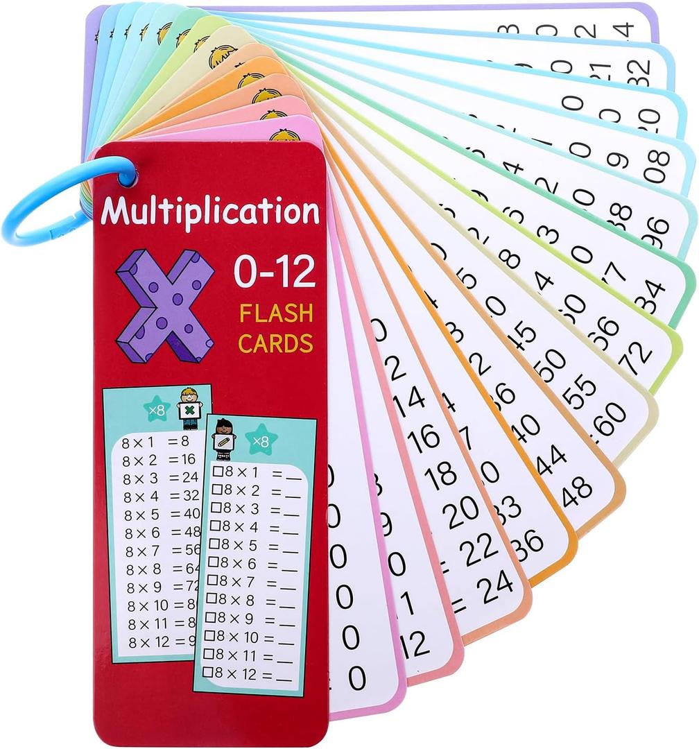14pcs Multiplication Flash Cards 0-12 Times Table Flash Cards Math Flashcards for 1st to 3rd Grades Multiplication Game Math Learning Aids