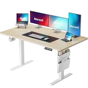 Marsail Standing Desk Adjustable Height Home Office Desk,48x24 Electric Standing Desk, Stand up Desk with Storage Bag,Headphone Hook for Computer Workstations Desk Memory Preset