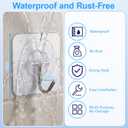 3 x Heavy Duty Adhesive Hooks for Hanging, Waterproof Bathroom Towel Hooks, Stainless Steel Wall Mount & Door Hooks, Clear Sticky Hooks for Coats, Towels, Bags, No Drilling (10PC)