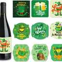 45 Pieces St. Patrick's Day Wine Label Bottle Stickers Green Shamrocks Wine Bottle Cover Happy St. Patrick's Day Water Bottle Sticker Cup Labels for St. Patrick's Day Party Decoration Supplies