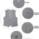Boys Formal Suit Vest Double Breasted Solid Wedding Vest for Boys (7, Light Grey)
