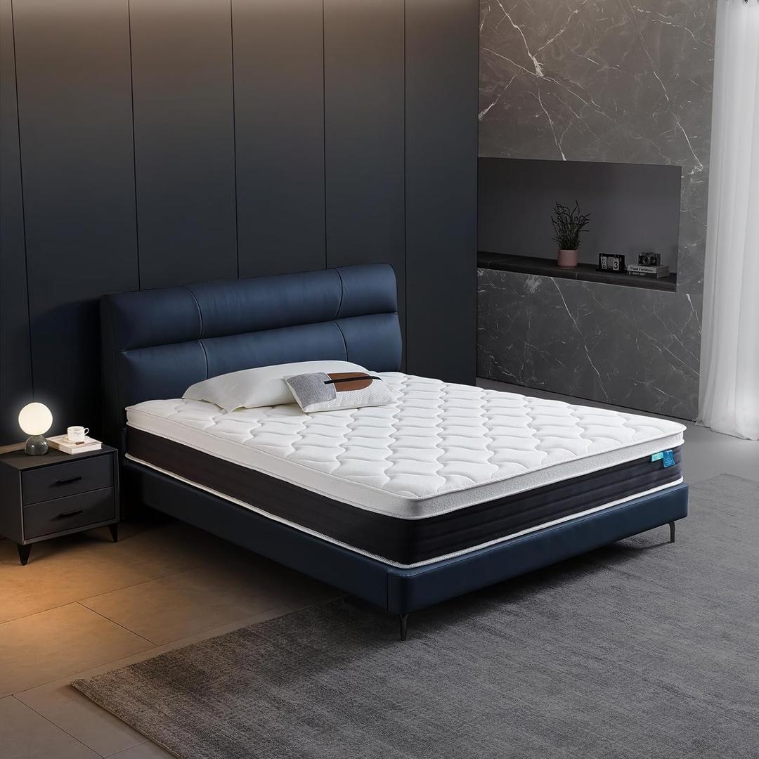 Queen Mattress 12 inch Queen Size Mattress 80"*60"*12" Healthy Material Soft Comfortable Breathable Four-Sided Reinforcement Quiet Easy to Clean Vacuum Packed Queen Black