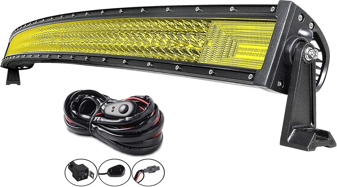Willpower 52 inch 675W Curved Triple Row 7D Led Light Bar Flood Spot Driving Lights Off Road Lights with Wiring Harness for Pickup Truck Jeep ATV UTV Wrangler SUV Dodge Ram 4x4,3000K 12-24V