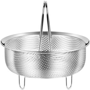 Food Grade Stainless Steel Steamer with Carrying Handle Three Legged Stand, Multifunctional Home Steamer, Essential for Healthy Cooking (7.1in)