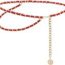 Leather Chain Belts for Women Girls, Layered Body Chain Belts Metal Waist Chain for Dress Vest Jeans