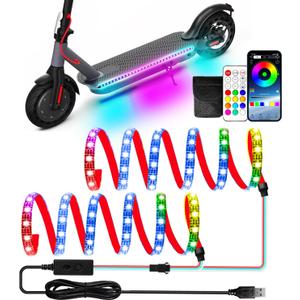 Keiurot Scooter LED Light Strips for Night Riding 5V High Bright Skateboard Lights APP Control RGBIC Waterproof Electric Scooter Accessories 2 in 1