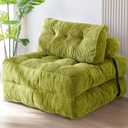 MAXYOYO Folding Sofa Bed, Convertible Sleeper Chair with Pillow Foldable Matress, Portable Fold Out Chair Bed Comfy Floor Sofa Lounge for Living Room Bedroom (Single, Green)