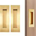 6Inch Recessed Finger Flush Pulls Handles for Pocket and Sliding Doors,Closet and Barn Doors Hardware Brushed Gold 2 Pack