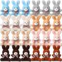 Sotiff 24 Pcs Plush Bunny Stuffed Animal Gift Bulk 4.7 Inch Mini Bunnies Keychain Doll Furry Rabbit with Bow Tie for Birthday Baby Shower Party Favor Classroom Rewards(Light Color)