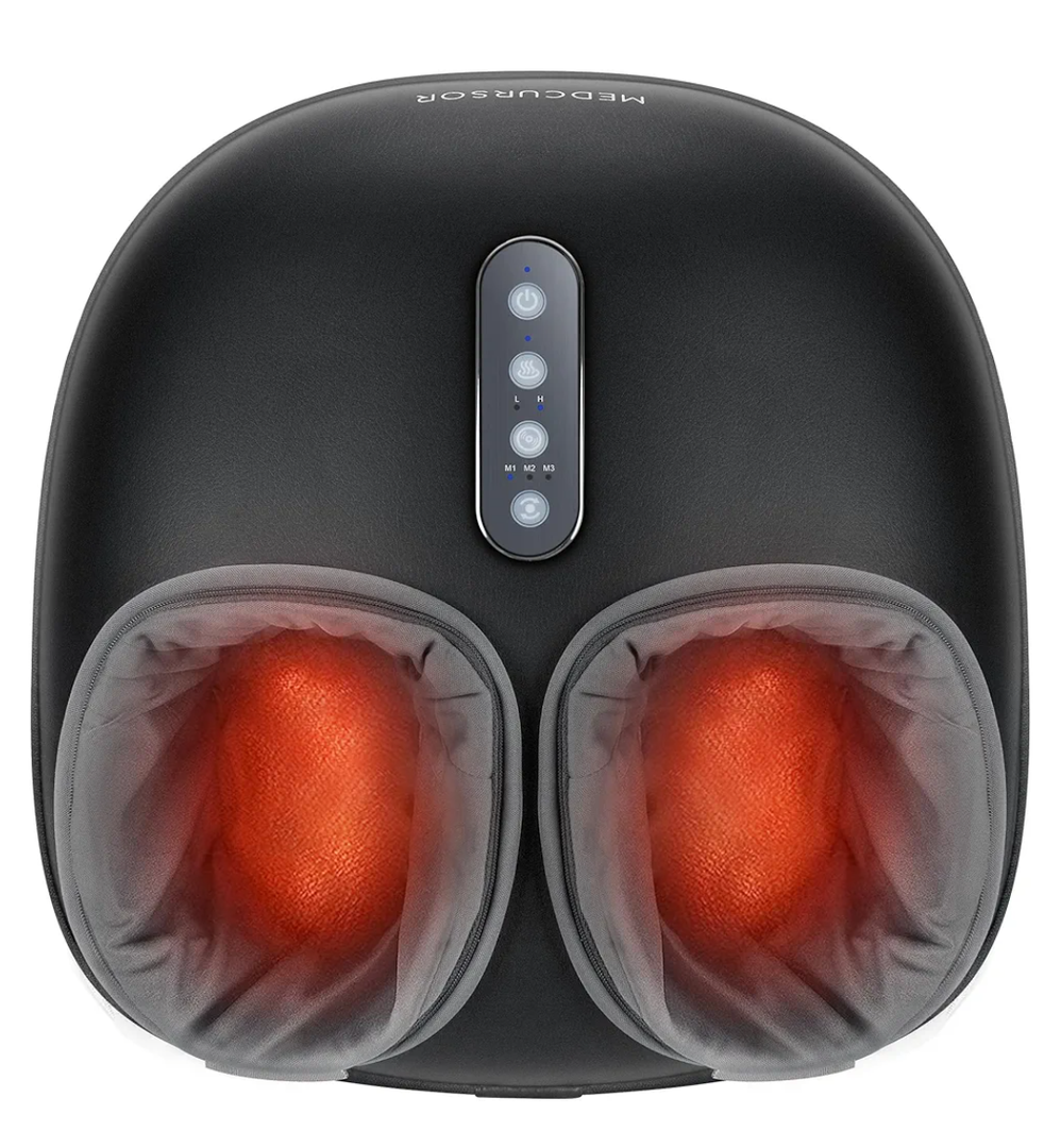 Medcursor Foot Massager with Heat - Shiatsu Feet Massage Machine Delivers Relief for Tired Muscles & Plantar, Deep Kneading Therapy, Multi-Level Settings for Home, Office Use, Size up to 13"