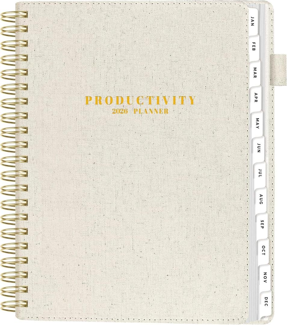 SUNEE 2026 Planner 8.5" x 11"  Dated Productivity Planner for Time Management - Daily,Weekly & Monthly Planner to Achieve Goals - Planner 2026 dated from January 2026  December 2026,Beige