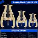 Orion Motor Tech Gear Puller Set, 3" 4" 6" 3 Jaw Puller Kit for Pulley Gear Bearing Flywheel Removal, Heavy Duty Pulley Puller with Reversible Jaws 3 pcs Bearing Puller Tool Kit