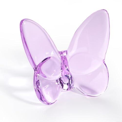 HOgardenME Glass Crystal Butterfly Ornaments Home Decoration Crafts Holiday Party, for Crystal Butterfly Figurines, Flying Butterfly Collectible Home Ornament Decor (Purple)
