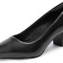 Heels for Women with Arch Support, Low Chunky Block Closed Toe Heels,Comfortable Pointed Toe Dress Office Slip on Pumps Shoes 8