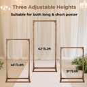 Wooden Welcome Sign Stand, Adjustable Sign Holder Stand, Heavy Duty Wood Easel w/ Poster Design Templates & Leather Straps for Wedding, Bridal Baby Shower, Birthday Party, 62" x 30" x 20"